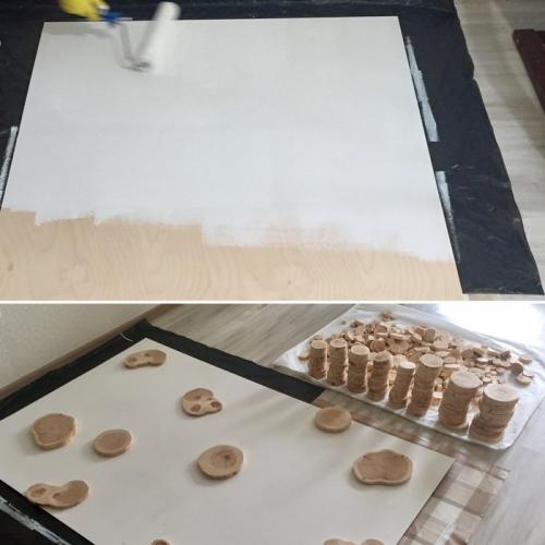 Декор стены из спилов дерева.  Вдохновляющие идеи использования спилов из дерева в интерьере квартиры, дачи или загородного дома 17