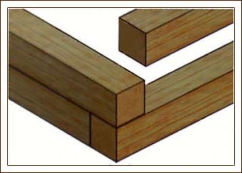 Соединение бруса в полдерева. Соединение в углах