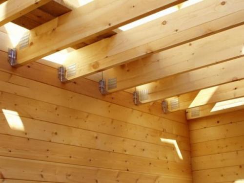 Мауэрлат и балки перекрытия на одном армопоясе. Крепление балок крыши к мауэрлату