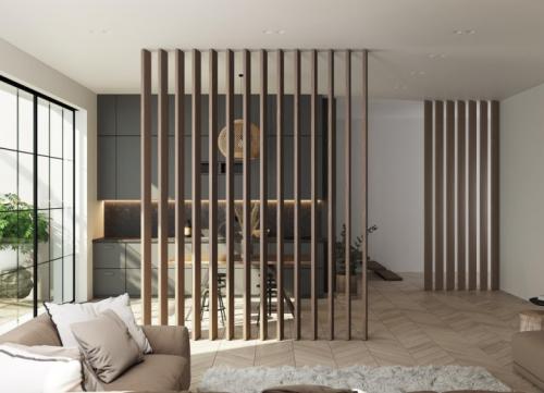 Перегородка из реек и натяжной потолок. Обзор видов