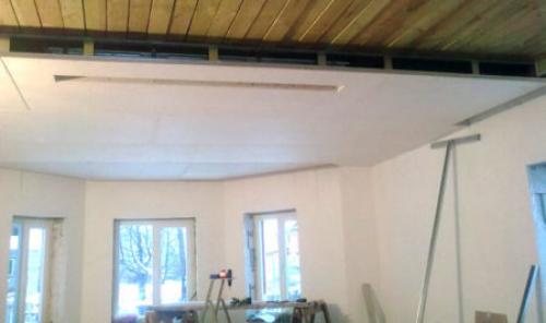 Гипсокартон на деревянный потолок. Особенности монтажа потолка из гипсокартона в деревянном доме