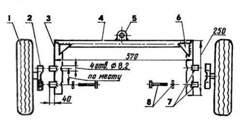 Передняя балка мотоблока. Балка/мост для минитрактора