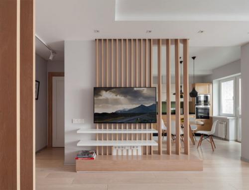 Отделка стен деревянными рейками. Варианты использования 08