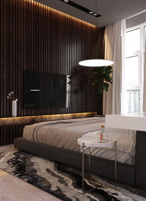 Отделка стен деревянными рейками. Варианты использования 02