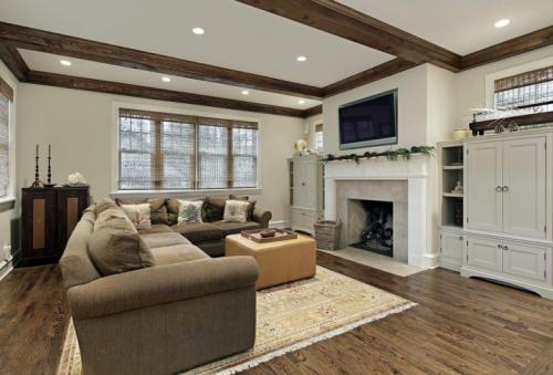 Как сделать балки на потолке своими руками. Стили интерьеров с фальш балками 09