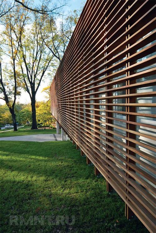 Фасад из деревянных брусков. Деревянные навесные фасады 14