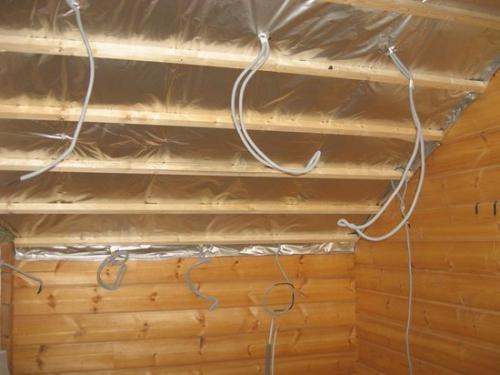 Подшивка потолка гипсокартоном по деревянным балкам. Вариант 2: по деревянной обрешетке